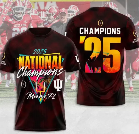 Discover Indianaa Hoosierr Football 2025 National Champions 3D T-Shirt Fullsize Xs-5Xl