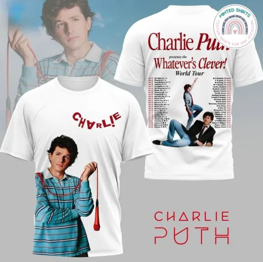 Discover Charlie Puth Whenevers Clever Tour 3D Printed T-Shirt