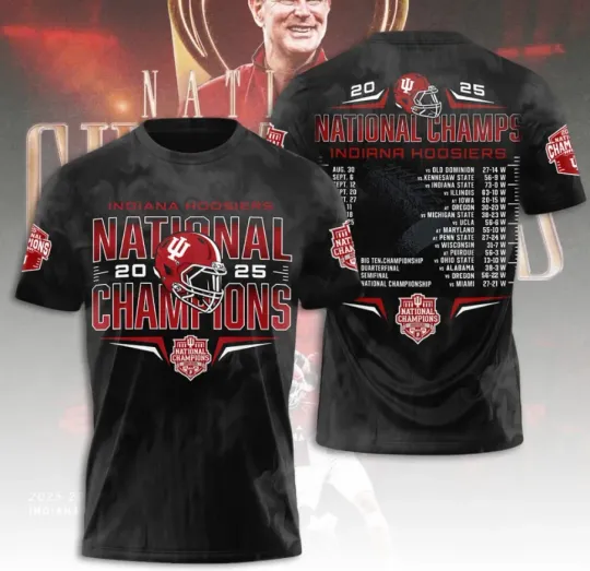 Discover Indianaa Hoosier1 National Champions 3D T-Shirt Gift For Football Fans