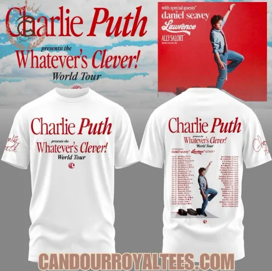 Discover Charlie Puth Whatevers Clever World Tour 2026 3D T-Shirt