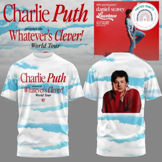 Discover Charlie Puth Whatevers Clever World Tour 3D T-Shirt