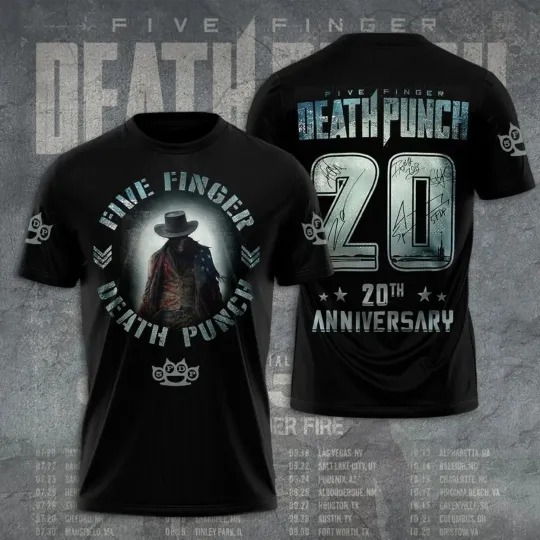 Five Finger Death Punch Band 20th Anniversary 3D AOP Shirt
