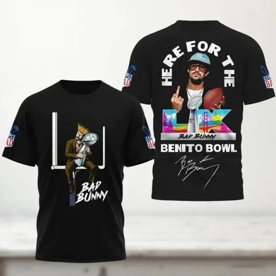 Discover Super LIX 3D Football Shirt Bowl 2025 Fan Merch Game Day Unisex Tee