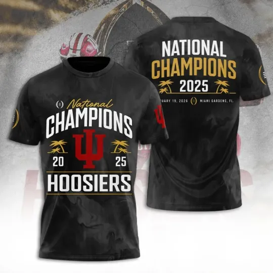 Discover Indiana Hoosier Football 2025 National Champions 3D Apparel Shirt Style1