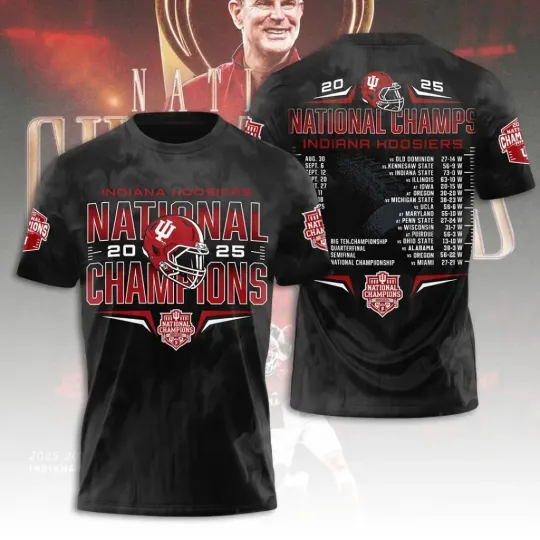 Indiana Hoosier Football 2025 National Champions 3D Shirt
