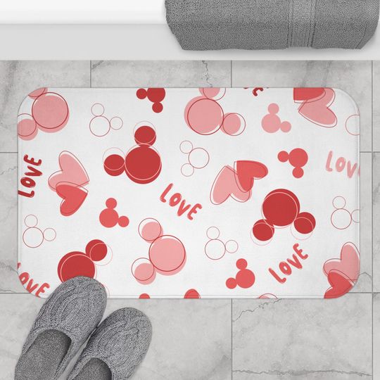 Discover Mickey Valentine's Bath Mat, Bathroom Decor, Home Decor, Bathroom Rug