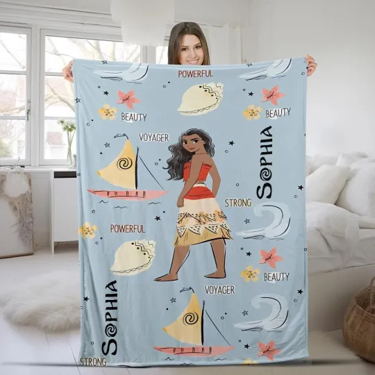 Discover Personalized Moana Baby Princess Inspired Baby Name Disney Fleece Blanket