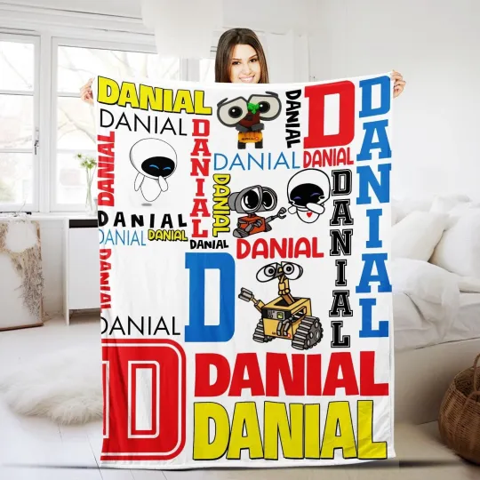 Discover Eve Wall-E Fleece Blanket, Personalized Blanket Custom Name Blanket Disney Movie