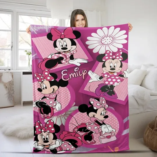 Discover Personalized Minnie Mouse Blanket, Minnie Mouse Fleece Blanket, Miceky Minnie