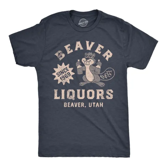 Discover Mens Beaver Liquors T Shirt Funny Booze Bottle Drinking Joke Tee for Guys