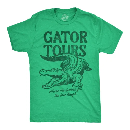 Discover Mens Funny T Shirts Gator Tours Sarcastic Alligator Graphic Novelty Tee for Men