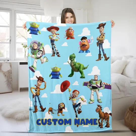 Discover Custom Name Toy Story Fleece Blanket, Disney Toy Story Characters Baby Blanket