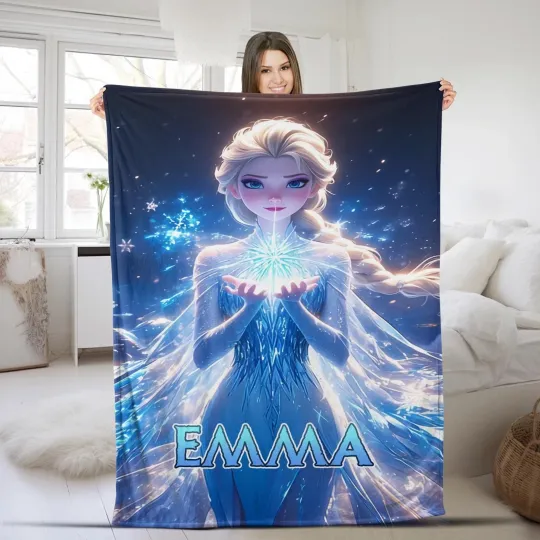 Discover Personalized Frozen Blanket, Disney Princess Elsa Custom Name Fleece Blanket