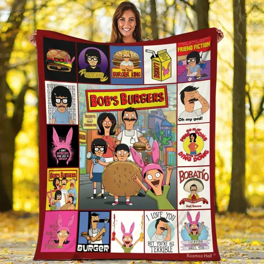 Discover Bob? Burgers Fleece Blanket, Bob Burgers Family Blanket, Bob Belcher Tina