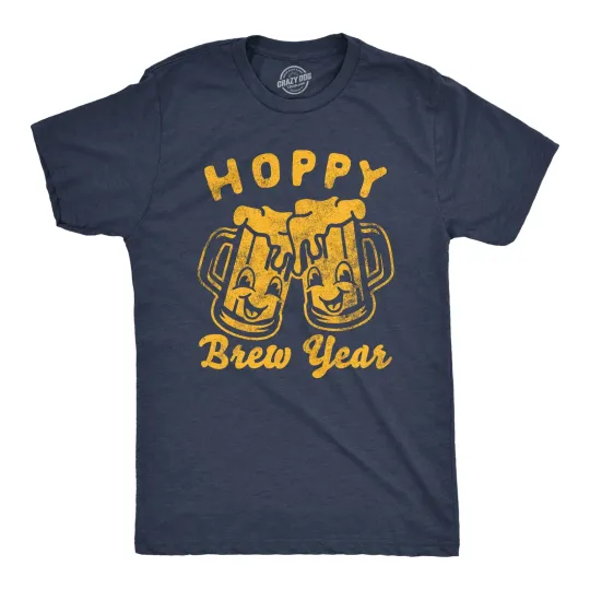 Discover Mens Funny T Shirts Hoppy Brew Year Sarcastic New Years Eve Drinking Tee for Men