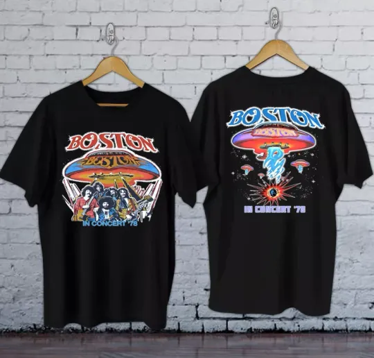 Discover 1978 Boston Vintage Concert T-Shirt Rock Band Double Sided Tee