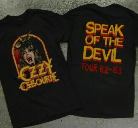 Discover 1982 Ozzy Osbourne Speak of the Devil Double Sided T-Shirt