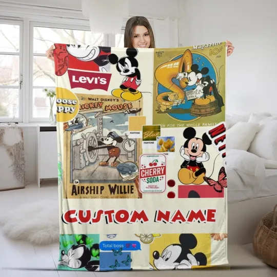 Discover Personalized Mickey And Friends Custom Name Disney Fleece Blankets