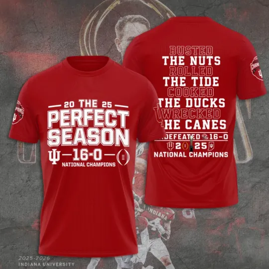 Discover Indiana Hosiers Football 16-0 2025 National Champions 3D Shirt