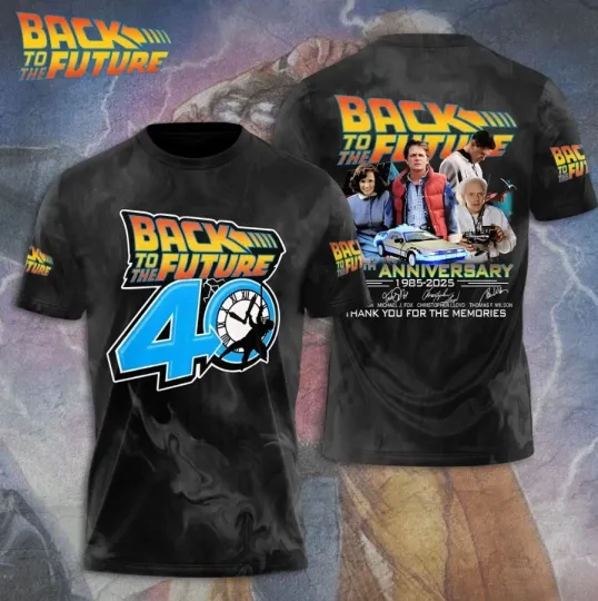 Back To The Future 40Th Anniversary 1985-2025 Movie 3D T Shirt