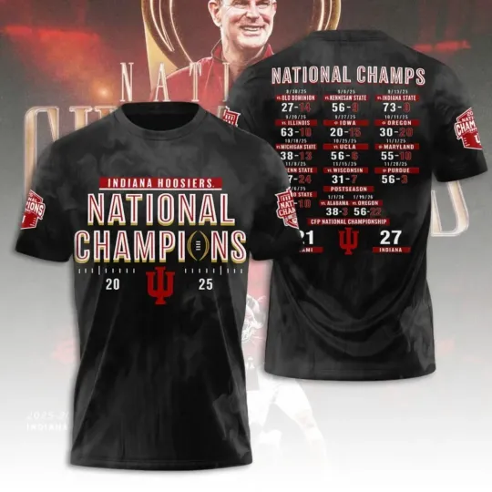 Discover Indiana Hosiers Football 2025 National Champions Winner 3D Shirt