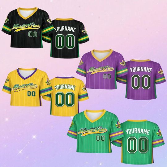 Discover Personalized Name Mardi Gras Kids Croptop Football Jersey, Custom Fat Tuesday Fleur De Lis Football Jersey Mardi Gras Festival For Fans