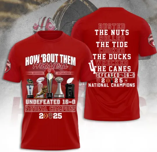Discover Indianaa Hoosieer Football 2025 National Champions 3D T-Shirt