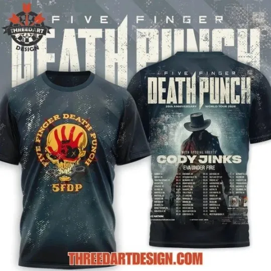 Discover Five Finnger Death Punch 20th Anniversary All Over Print 3D T-shirt