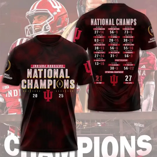 Discover Indiana Hoosier Football 2025 National Champions 3D Shirt