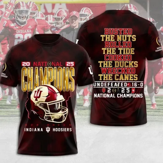 Discover Indiana Hoosier Football 2025 National Champions 3D Shirt