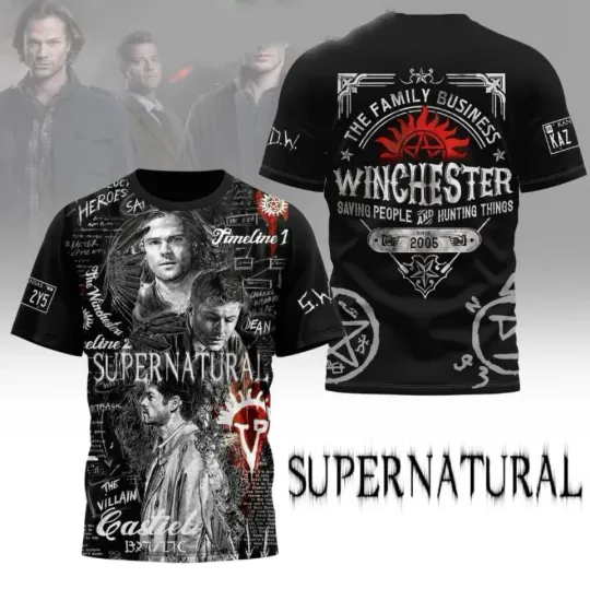 Supernatural The Family Business Winchester Saving People AOP 3D T-Shirt