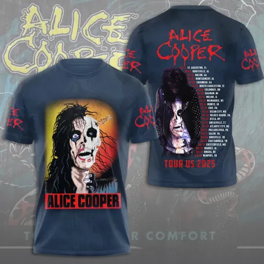 Discover Alice Cooper 3D T-Shirt Too Close for Comfort 2025 Fan Tee Rock