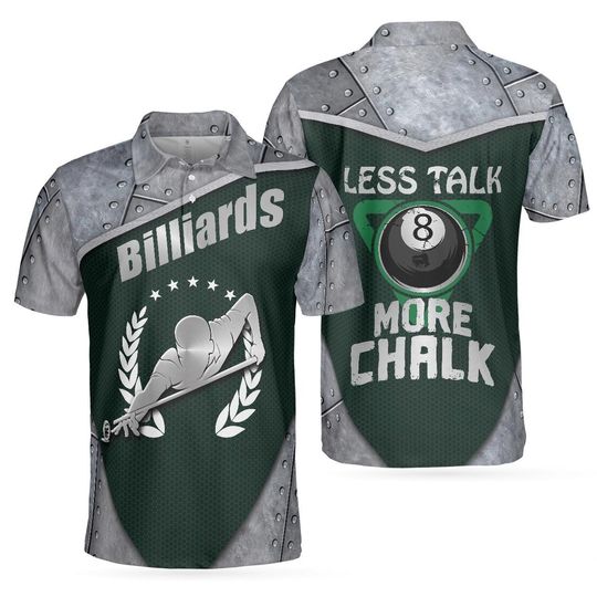 Discover Billiards Steel Pattern Polo Shirt, Cool Pool Player Billiards Shirt For Men