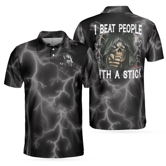 Discover I Beat People With A Stick Polo Shirt, Black Billiards Polo Shirt