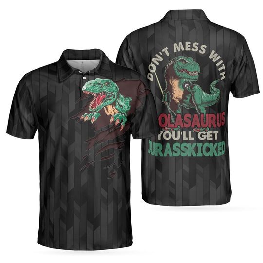 Discover Poolasaurus Polo shirt, Black Billiards Shirt, Cool Dinasour Polo Shirt