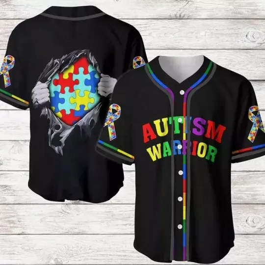 Discover Puzzles Crack Autism Warrior Autism Awareness 3D Baseball Jersey Shirt US Size