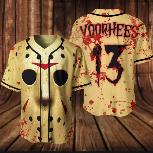 Discover Friday The 13th Jason Voorhees Costume Horror Halloween 3D Baseball Jersey Shirt