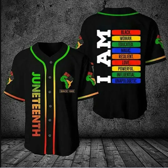 Discover Juneteenth Since 1865 Black Women Magic 3D Baseball Jersey Shirt Mother Day Gift
