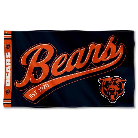 Chicago Bears Football ft Script Logo House Flag