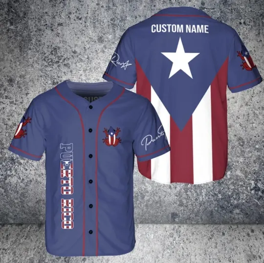Discover Personalized Puerto Rico Flag Estado Libre Asociado 3D Baseball Jersey Shirt