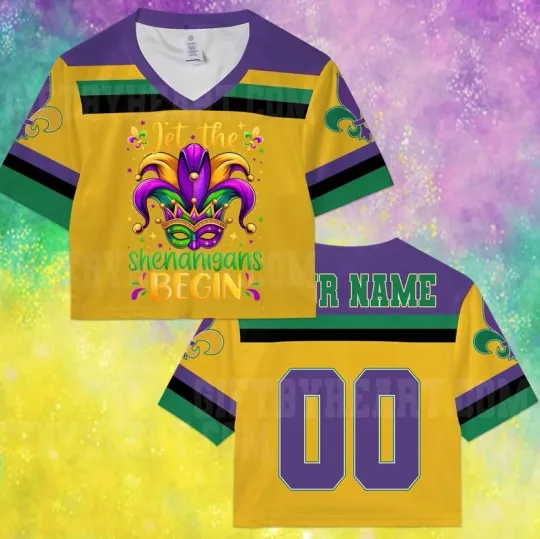 Discover Personalized Mardi Gras Crop Top Football Jersey Women