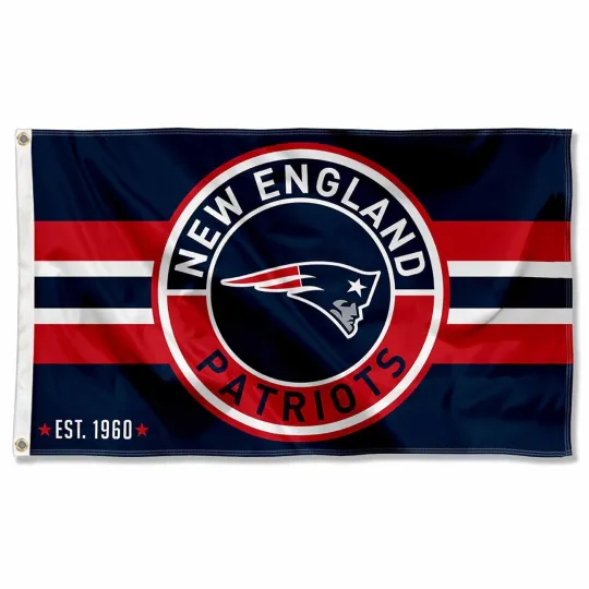 New England Patriots Football Fan 3x5 ft Circle Flag - House Banner for Decor