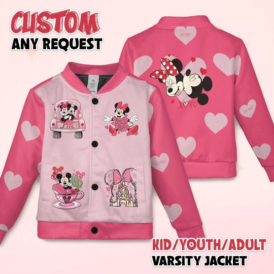 Discover Disney Castle Mickey And Minnie Varsity Jacket, Disney Baseball Jacket, Disney Couple Jacket