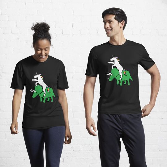 Discover Unicorn Riding Triceratops Active T-Shirt