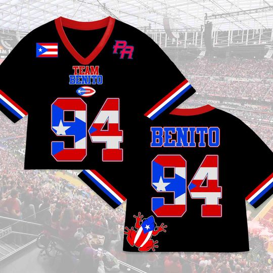 Discover Team Benito 94 Crop Top Mesh Football Jersey, Crop Top Football, Music Concert Outfit Gift Idea, Jersey Shirt, Here For The Benito