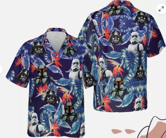 Discover Darth Vader Stormtrooper Boba Fett Floral Tropical Leaves Summer Hawaiian Shirt