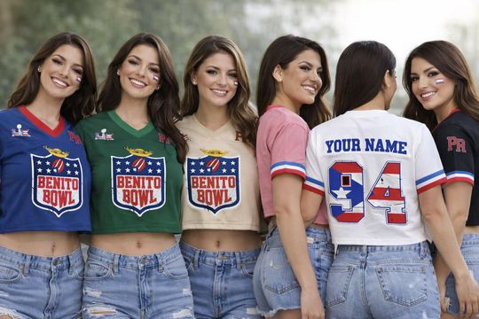 Discover Custom Name Number Crop Top Jersey, Benito Team 94, Game Day Outfit
