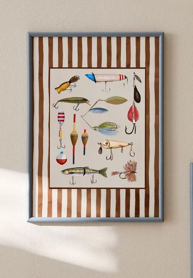Discover Retro Fishing Lures Vertical Poster