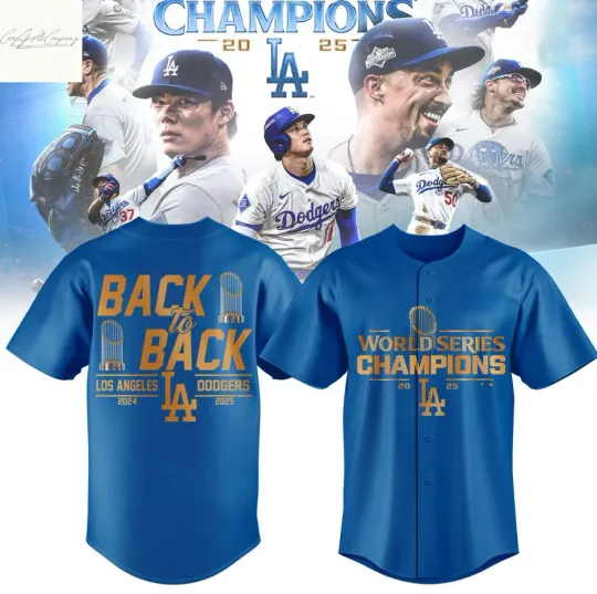 Discover Los Angeles Dodgers Back To Back Champions Jersey 2025