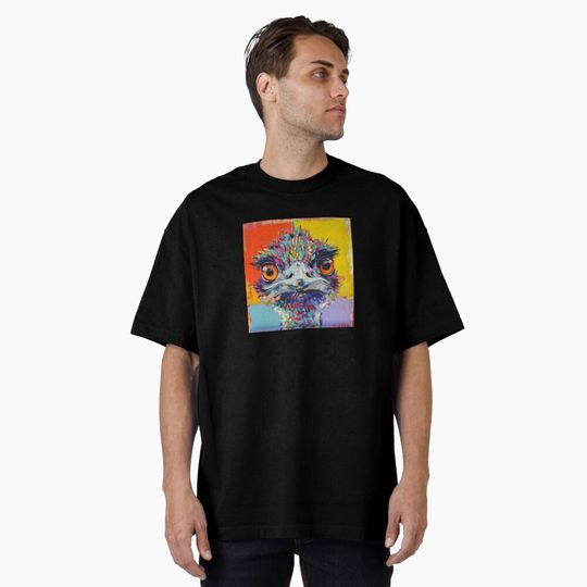Discover The One Minute Mile -  Emu Painting by cat Leonard Oversized T-Shirt